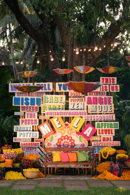 Photo-op and Backdrop — Mehendi decor — Alila Diwa Goa